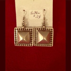 REDUCED!-Very Stylish Square Pewter Earrings-light